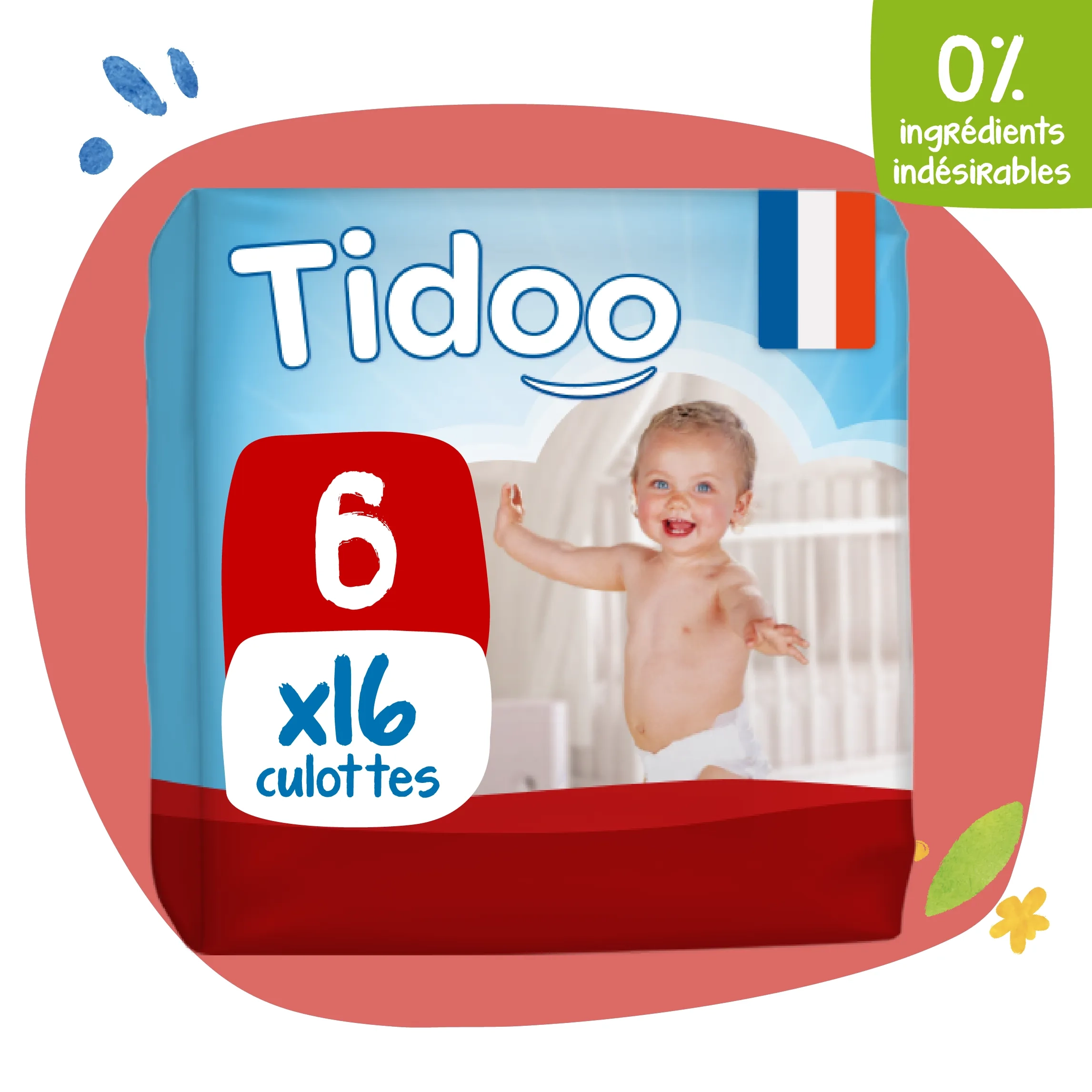 Tidoo Culotte d’Apprentissage Écologique Taille 6 / 16-30Kg 16 Unités