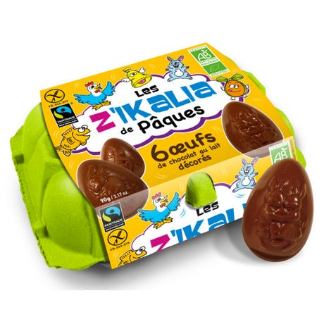 Saveurs et Nature Boite de 6 Moulages Oeufs Chocolat au Lait 90G