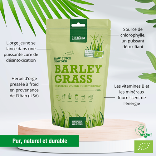 Purasana Poudre de jus d'Herbe d'Orge 200G – Image 2