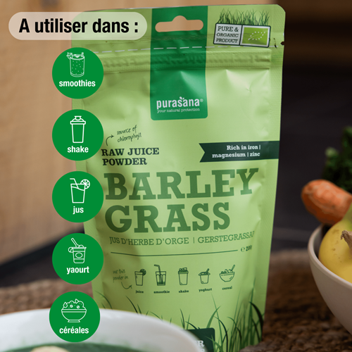 Purasana Poudre de jus d'Herbe d'Orge 200G – Image 3