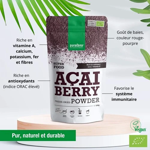 Purasana Poudre de Baies d'Açai 100G – Image 2