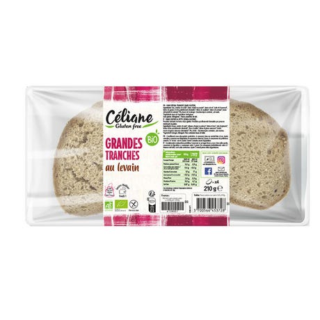 Céliane Pain Grandes Tranches au Levain 210G