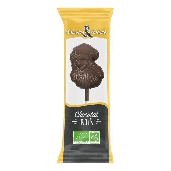 Saveurs et Nature Sucette Père Noël au Chocolat Noir 10G