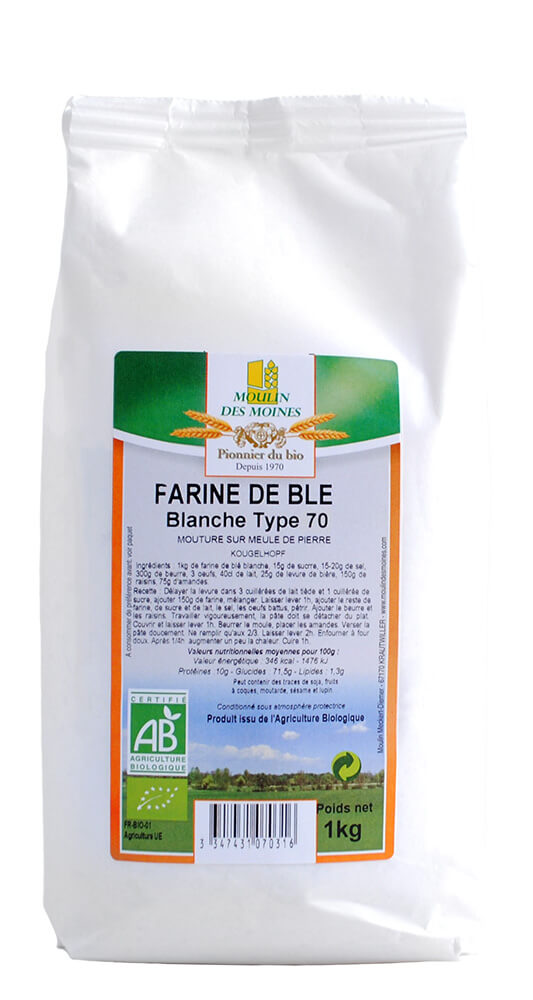 Moulin des Moines Farine de Blé Blanche Type 70 1Kg