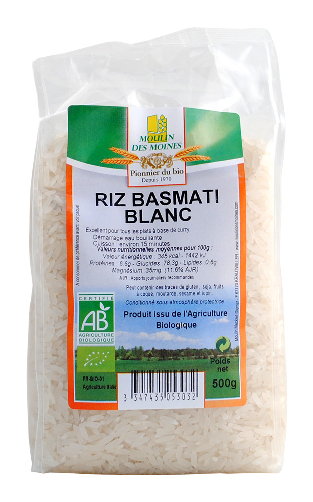 Moulin des Moines Riz Basmati Blanc 500G