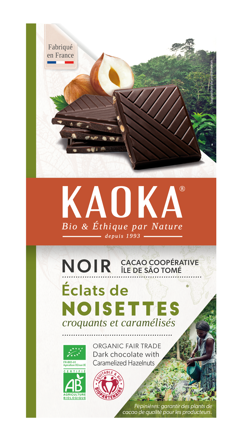 Kaoka Noir 66% Cacao aux Éclats de Noisettes Caramélisés 100G