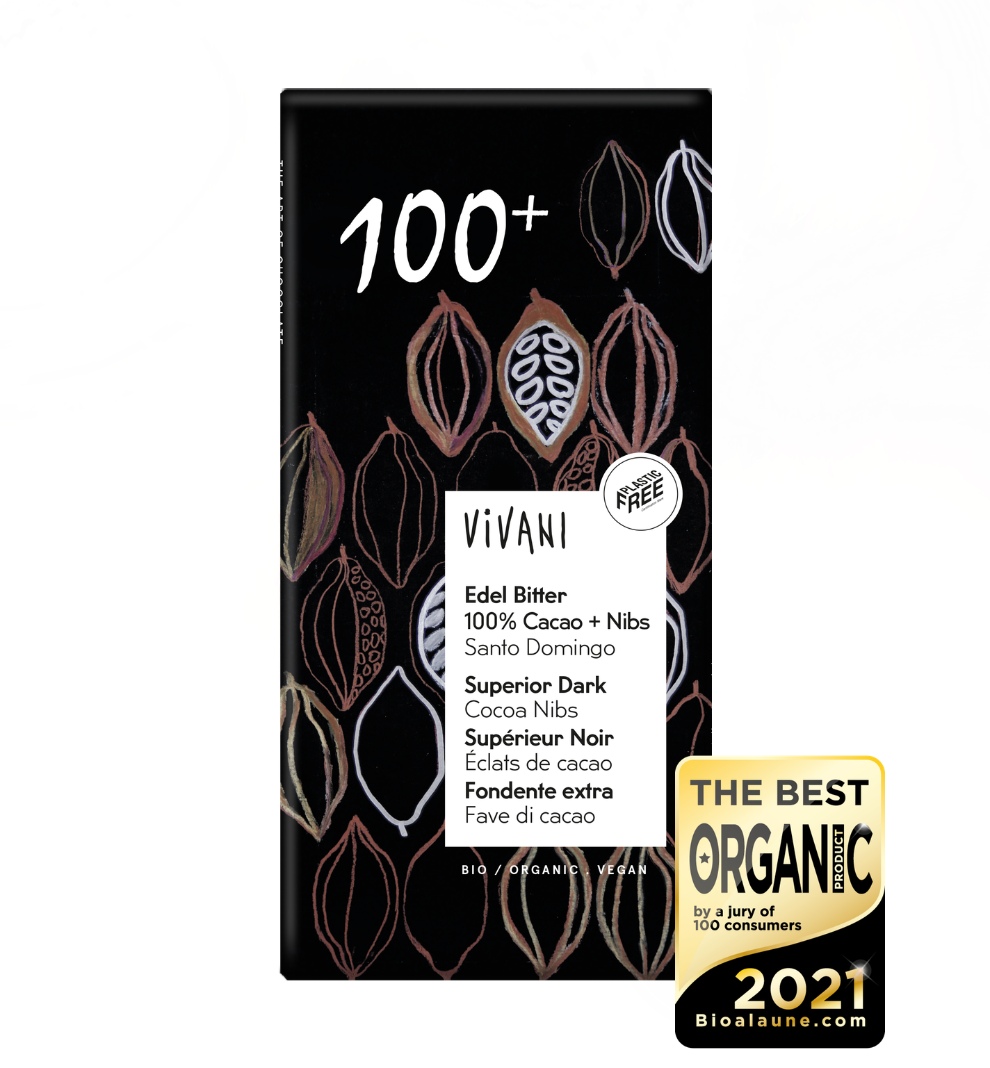 Vivani Chocolat Noir aux Éclats de Fèves de Cacao 80G