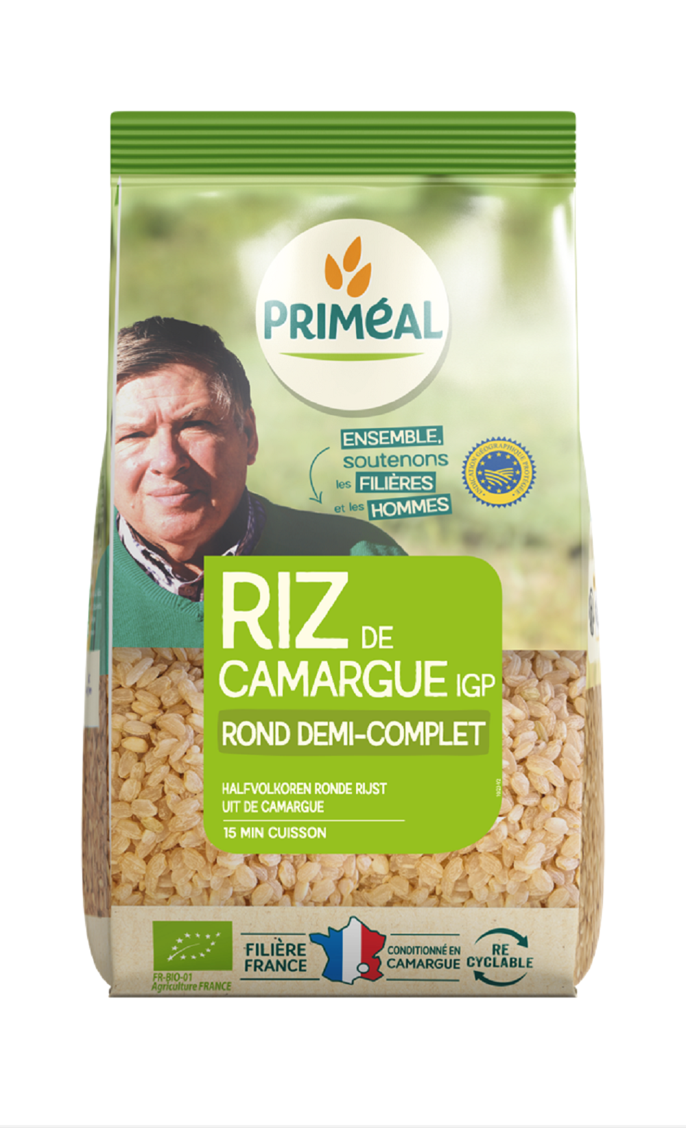 Primeal Riz Rond 1/2 Complet de Camargue 1Kg