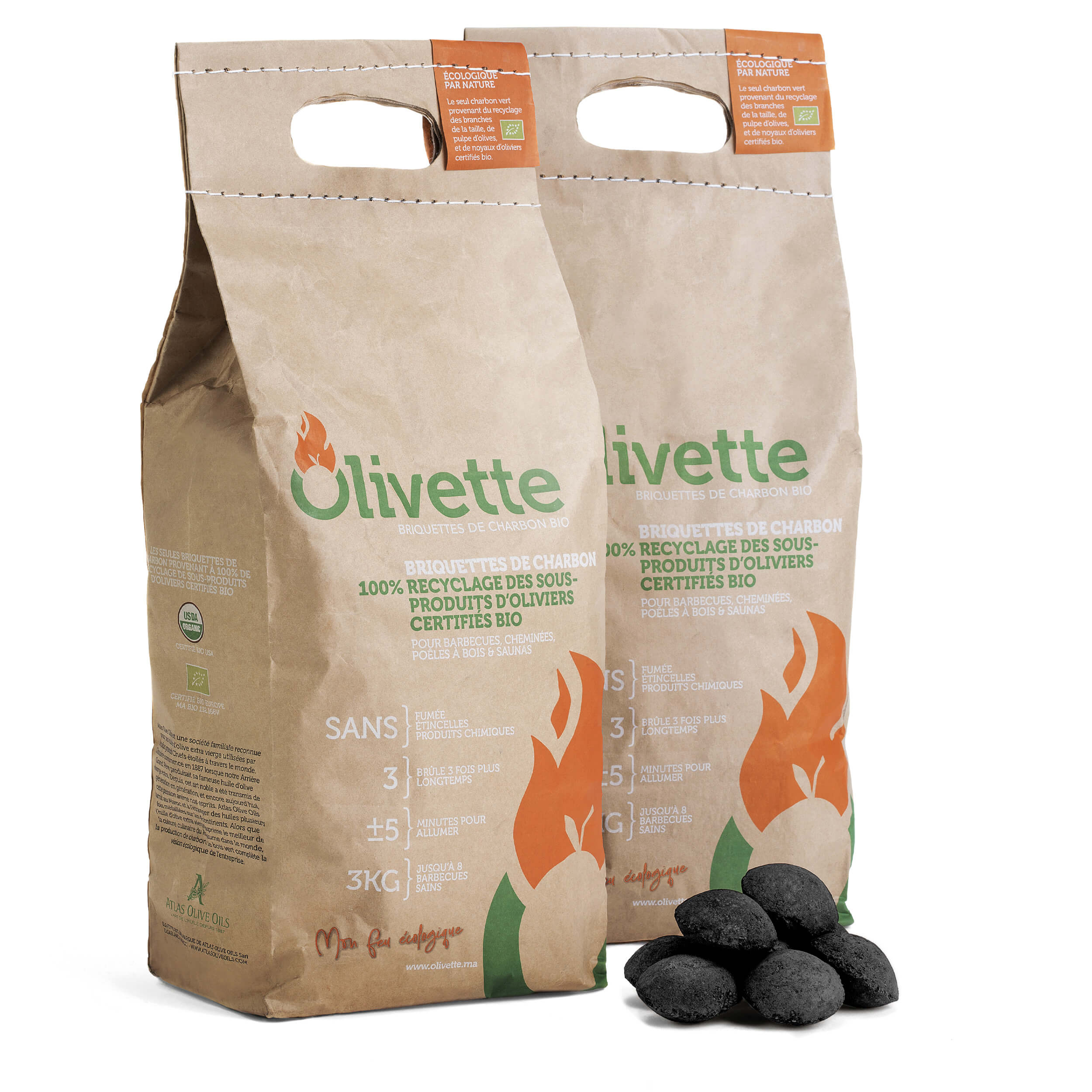 Olivie Olivette Charbon Végétal 3Kg