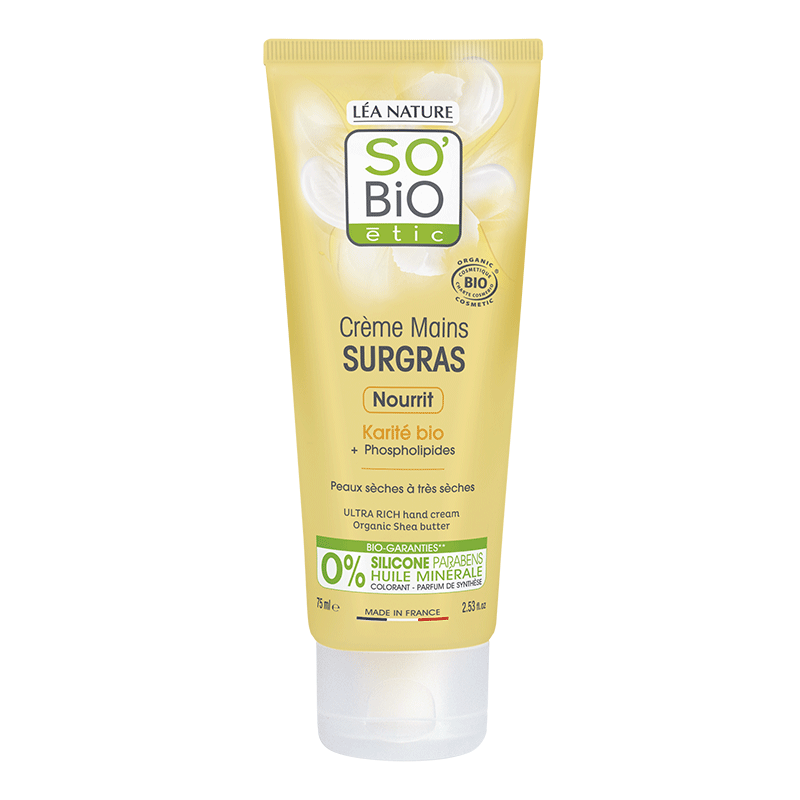 So Bio Crème Mains Surgras Karité - Peaux Sèches à Très Sèches – 75Ml