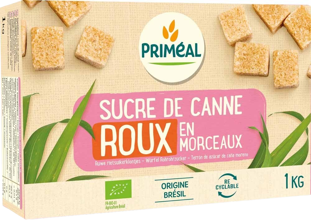 Primeal Sucre de Canne Roux en Morceaux 1Kg