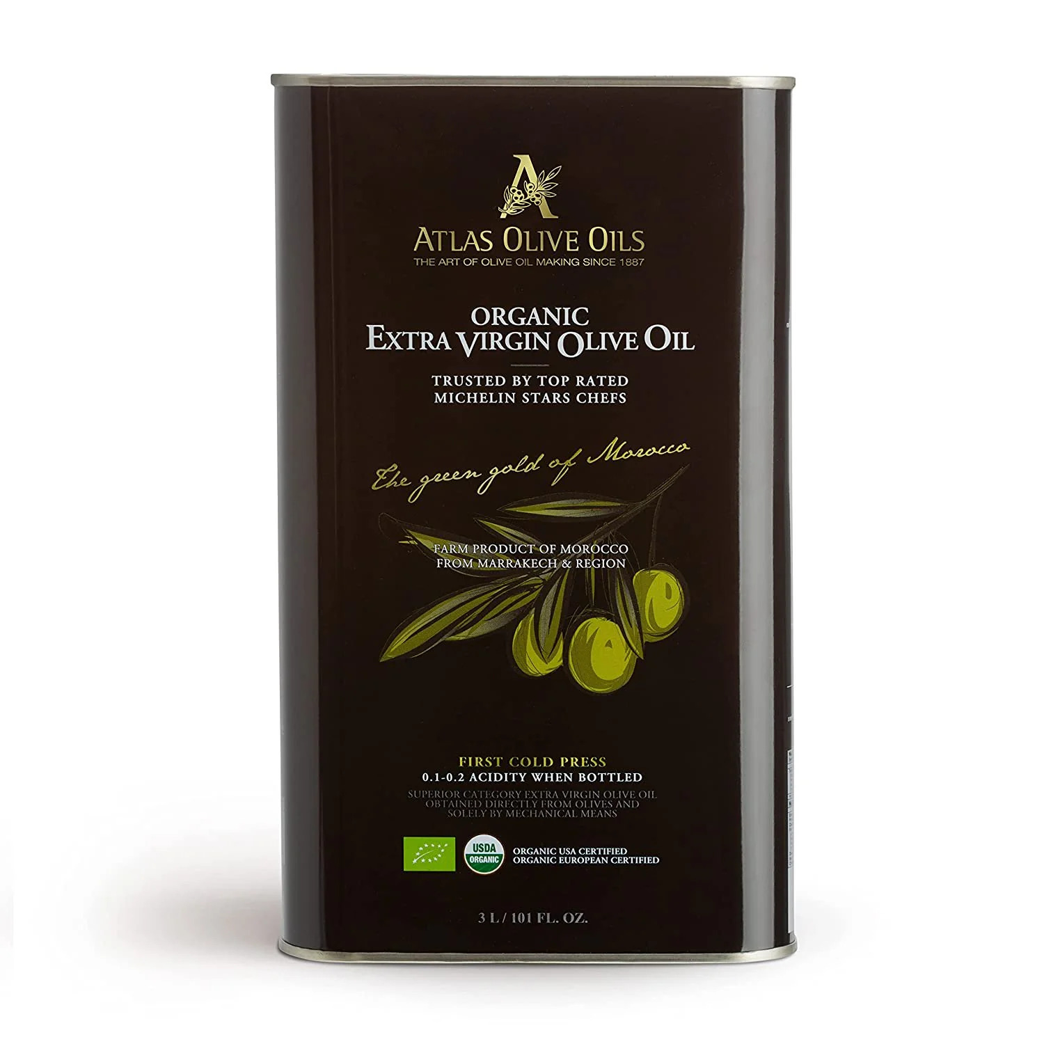 Atlas Olive Oils Huile d'Olive Extra Vierge 3L