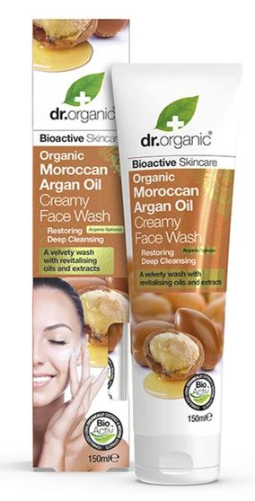 Dr Organic Crème Nettoyante pour le Visage à l'Huile d'Argan Marocain 150Ml