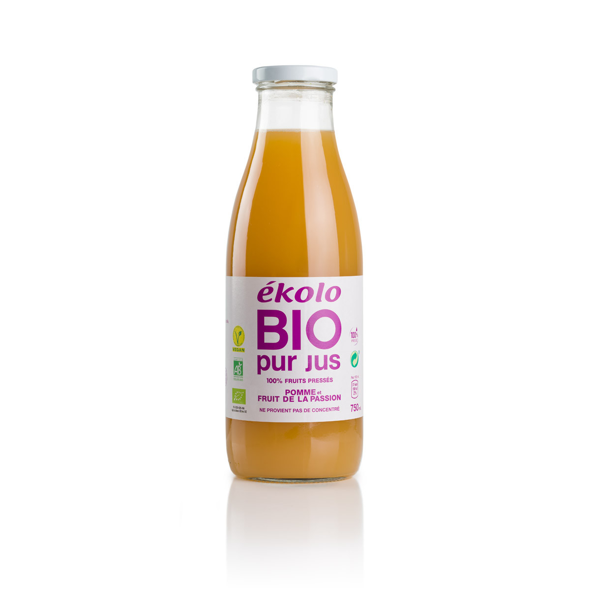 Ekolo Pur Jus de Pomme et Fruits de Passion 750ML