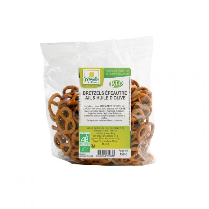 Moulin des Moines Bretzels Épeautre Ail 150G