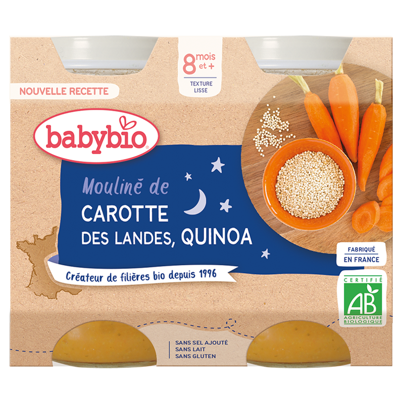 Babybio Mouliné de Carotte des Landes Quinoa 2x200g