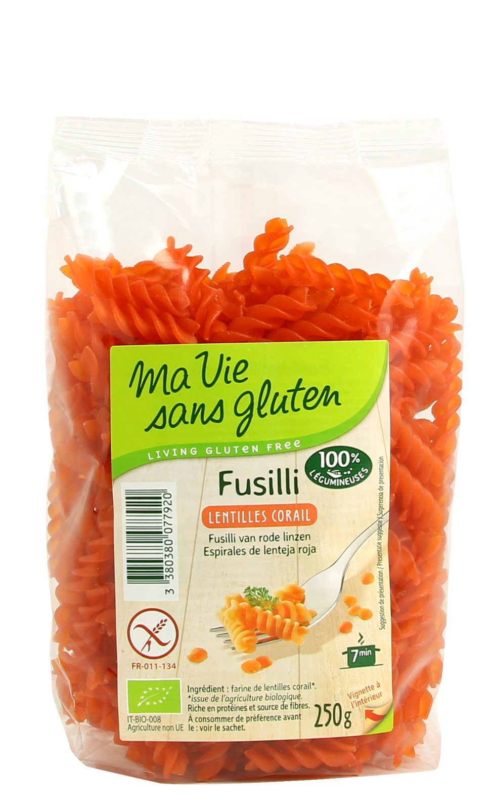 Primeal Fusilli 100% Lentille Corail 250G