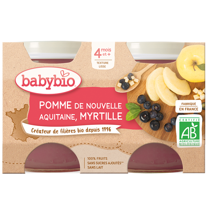 Babybio Petit Pot Pomme Myrtille 2X130g
