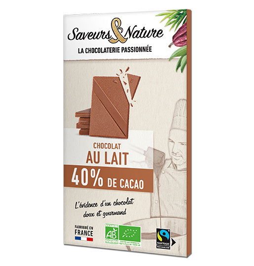 Saveurs et Nature Tablette de Chocolat au Lait 40% - 80G