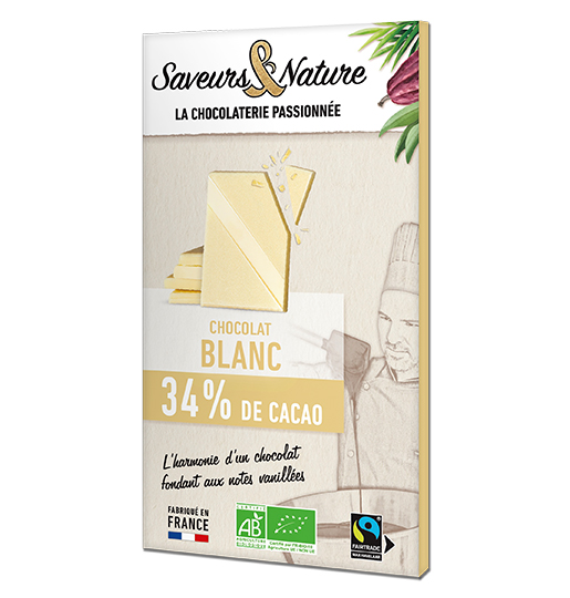 Saveurs et Nature Tablette de Chocolat Blanc 34% - 80G