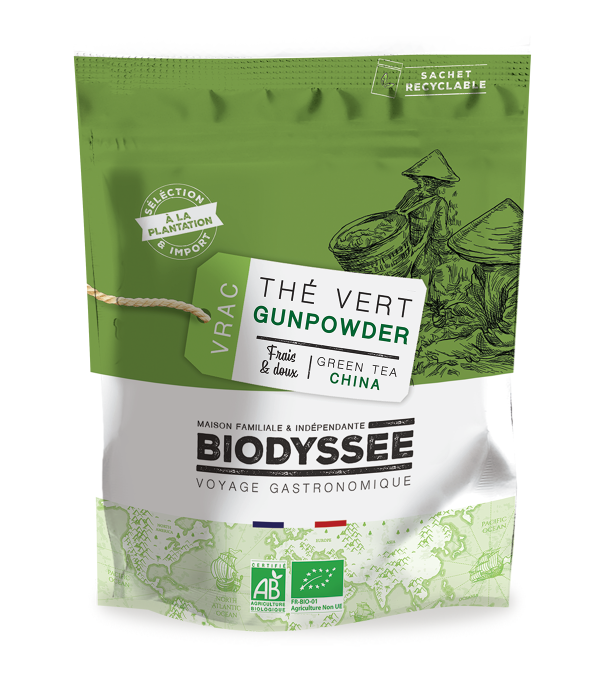 Biodyssée Thé Vert Gunpowder de Chine 1Kg