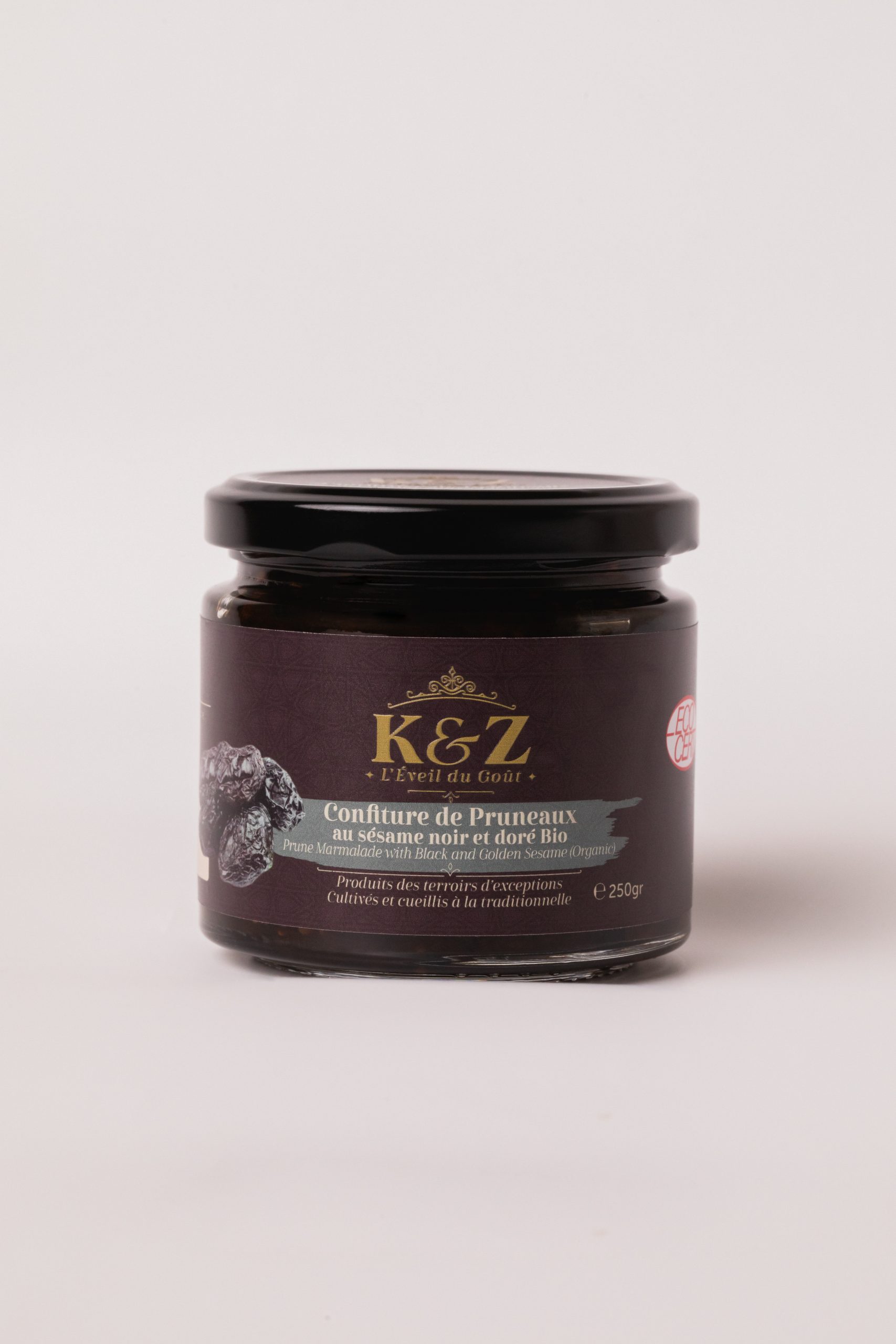 Kenz Confiture De Pruneaux Aux Sésame Noir et Doré Bio 250G